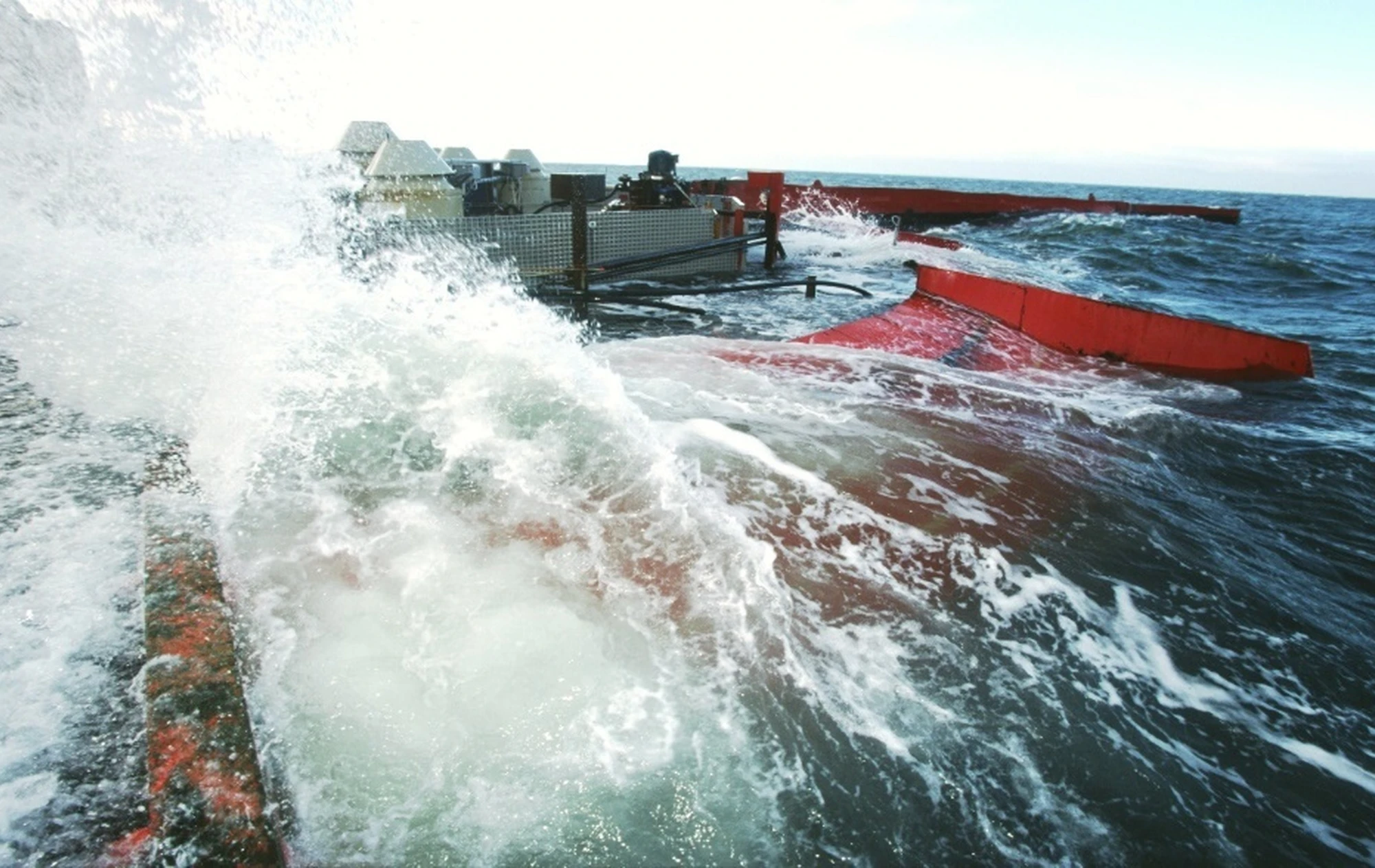 The historic Wave Dragon wave-only prototype operating in Denmark
